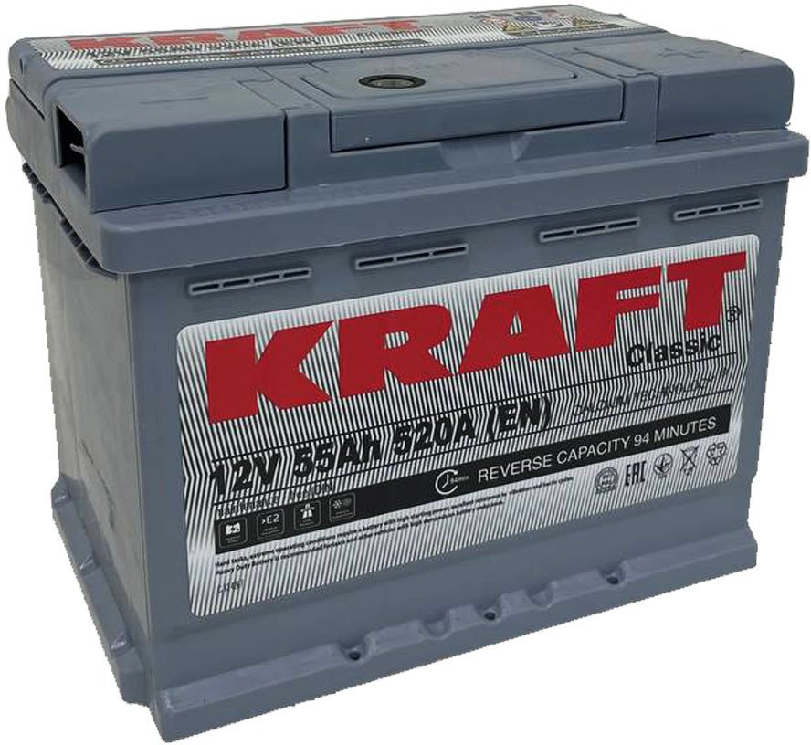 

Автомобильный аккумулятор KRAFT Classic 55 R+ (55 А·ч)