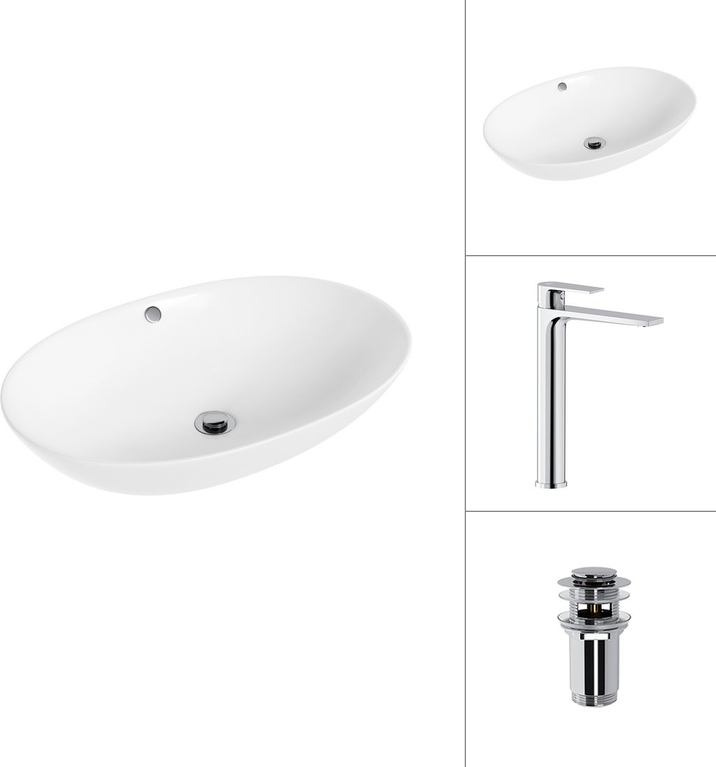 Умывальник Lauter 21709 + Reef 21CK8678C с донным клапаном 21190CH (хром)