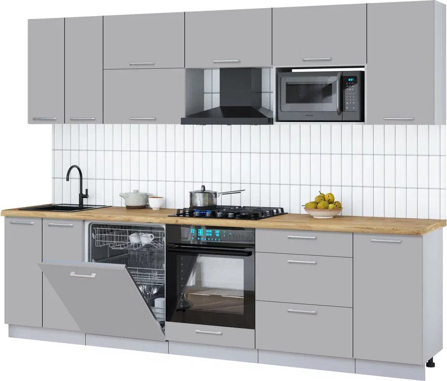 

Готовая кухня Интерлиния Мила Gloss 2.8-ПМ2 (грей/грей/дуб бунратти)