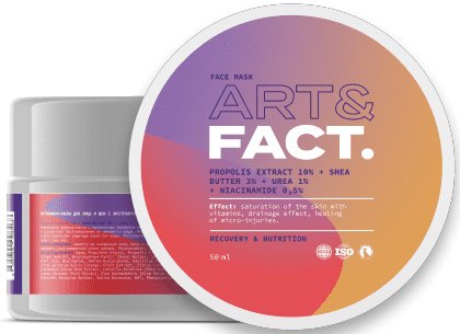 

Art&Fact Маска для лица витаминная для лица шеи Propolis Extr.10%+Shea Butter 3%+Urea1%+Niacinam 50 мл