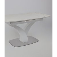 Кухонный стол Аврора Нотр Дам Moderne 1400/1800x850 (камень белый Calacata vagli/белый муар)