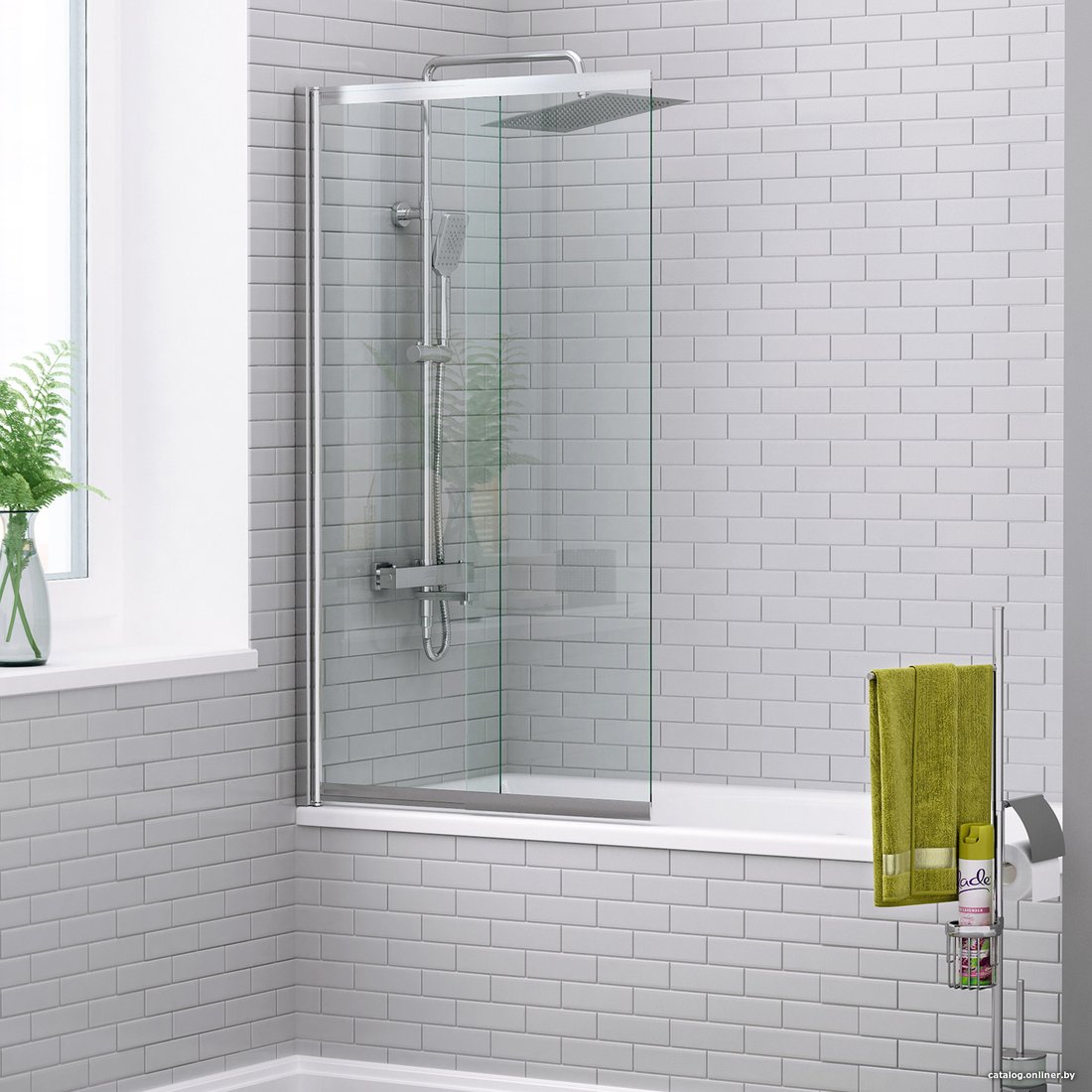 Стеклянная шторка для ванны Wasserkraft Main 41S02-80 WasserSchutz