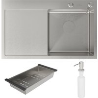 Кухонная мойка Roxen Vespa 560230-70R сатин (с коландером и дозатором)