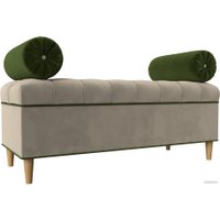 Банкетка Лига диванов Глория 113671 (микровельвет бежевый/зеленый/зеленый)