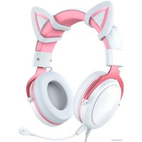 Наушники Onikuma X10 (белый/розовый, с ушками)
