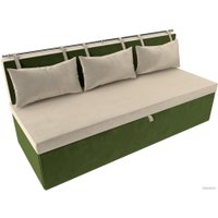 Диван Лига диванов Метро 105003 (микровельвет, бежевый/зеленый)