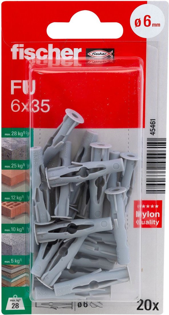

Дюбель универсальный Fischer FU 6 x 35 K NV 45461 (20 шт)