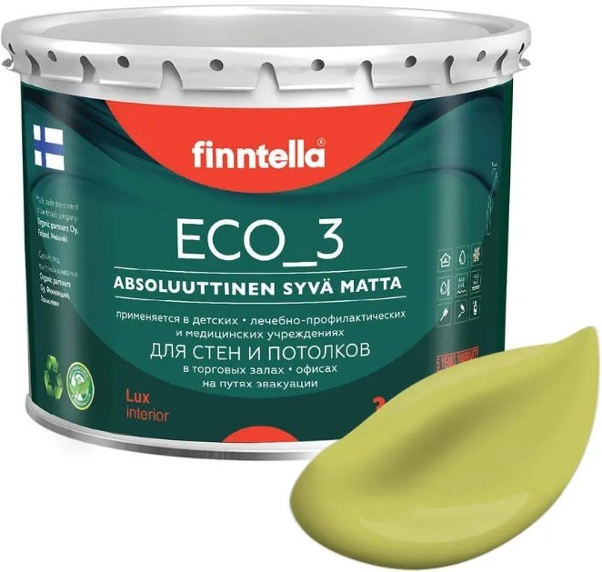 

Краска Finntella Eco 3 Wash and Clean Lahtee F-08-1-3-LG70 2.7 л (светло-зеленый)