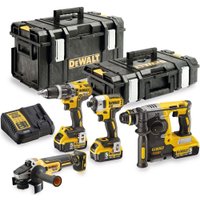 DeWalt DCK422P3 (шуруповерт, винтоверт, перфоратор, болгарка, 3 АКБ, 2 кейка)