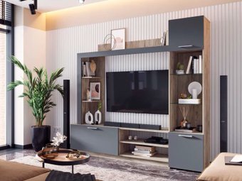 Стендмебель Онтарио МДФ (графит/дуб крафт серый)