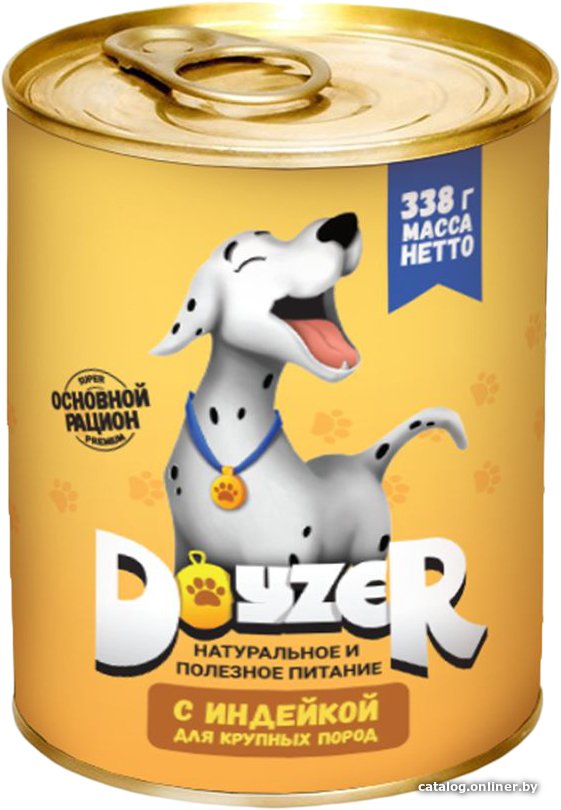 Консервированный корм для собак Doyzer с индейкой для крупных пород 338 г