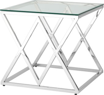 Журнальный столик Stool Group Инсигния 55x55 EET-026 (прозрачное стекло/сталь серебристый)
