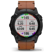 Умные часы Garmin Fenix 6X Sapphire (черный DLC/каштановый)