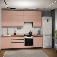 Готовая кухня ВерсоМебель Эко Премиум 2.6 (пудровый/ст. дуб вотан) в Солигорске