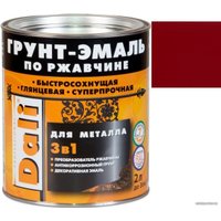 Грунт-эмаль Dali По ржавчине 3 в 1, 2 л (красный, RAL 3001)