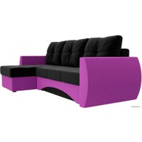 Угловой диван Лига диванов Сатурн 101058 (левый, микровельвет, черный/фиолетовый)