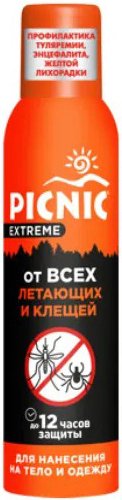 Аэрозоль против насекомых Picnic Extreme от всех летающих и клещей 150 мл