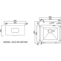 Кухонная мойка ARFEKA ECO AR 450*450 BLACK PVD NANO DECOR MILLET GRAINS (настольная)