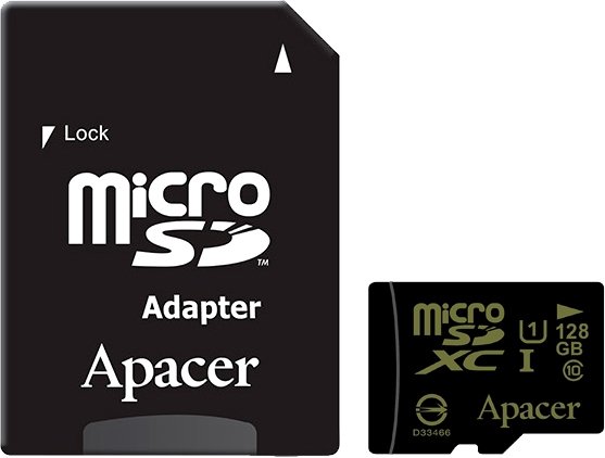 

Карта памяти Apacer microSDXC AP128GMCSX10U1-R 128GB (с адаптером)