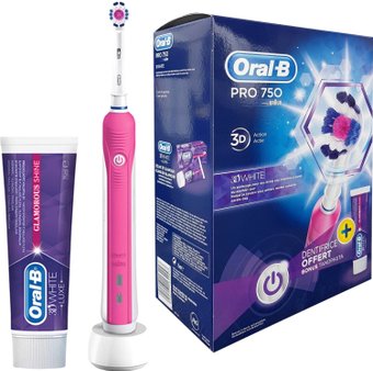 Электрическая зубная щетка Oral-B Pro 750 3DWhite D16.513UD (розовый)