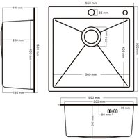 Кухонная мойка Schtoff Best Premium Silver 5550 + коландер KR-1 GREY + дозатор SD-1 SILVER