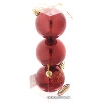 Елочная игрушка Серпантин Глянец шар 6 см 3 шт (темный рубин) 201-0835