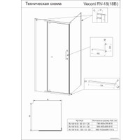 Душевой уголок Veconi 90x90x200 RV18B-90-01-C5 (стекло прозрачное/черный)