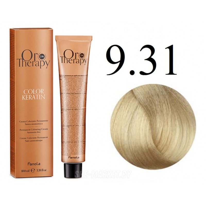 

Крем-краска Fanola ORO Therapy Color Keratin 9.31 блондин золотисто-пепельный 100 мл