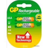 Аккумулятор GP AAA 650mAh 2 шт. [65AAAHC]