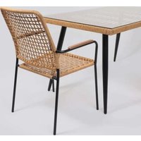 Садовый стул AksHome Bergamo (PE, иск.роттанг, черный+коричневый)