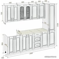 Готовая кухня Кортекс-мебель Корнелия Ретро 2.4м (венге светлый/венге/марсель)