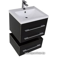 Aquanet Тумба с умывальником Верона 58 (черный, подвесная, 2 ящика)