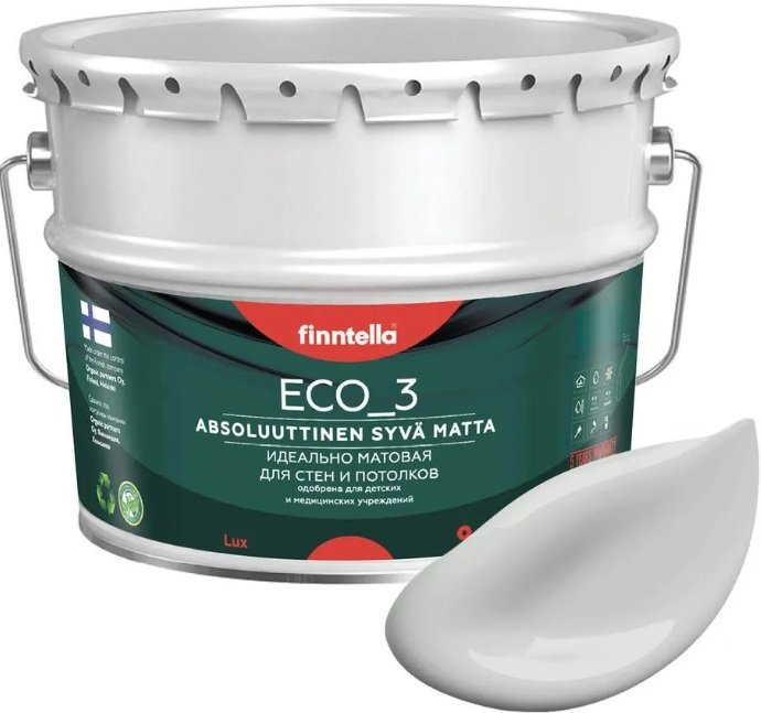 

Краска Finntella Eco 3 Wash and Clean Tuhka F-08-1-9-LG224 9 л (светло-серый)