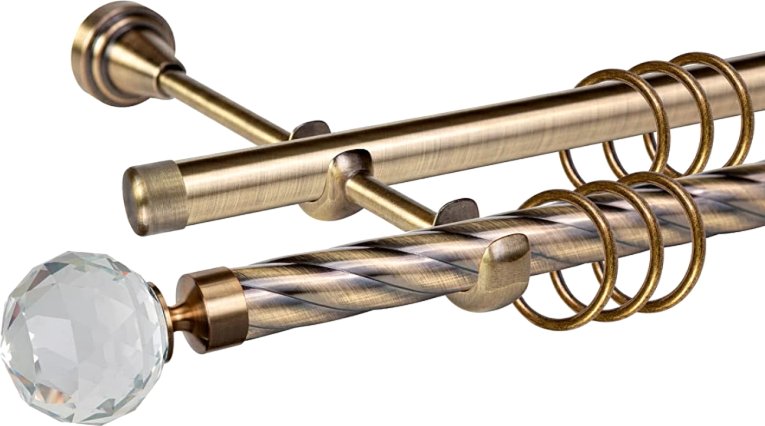 

Карниз для штор АС ФОРОС Grace D19К/19Г + наконечники Кристалл (2.4м, антик)