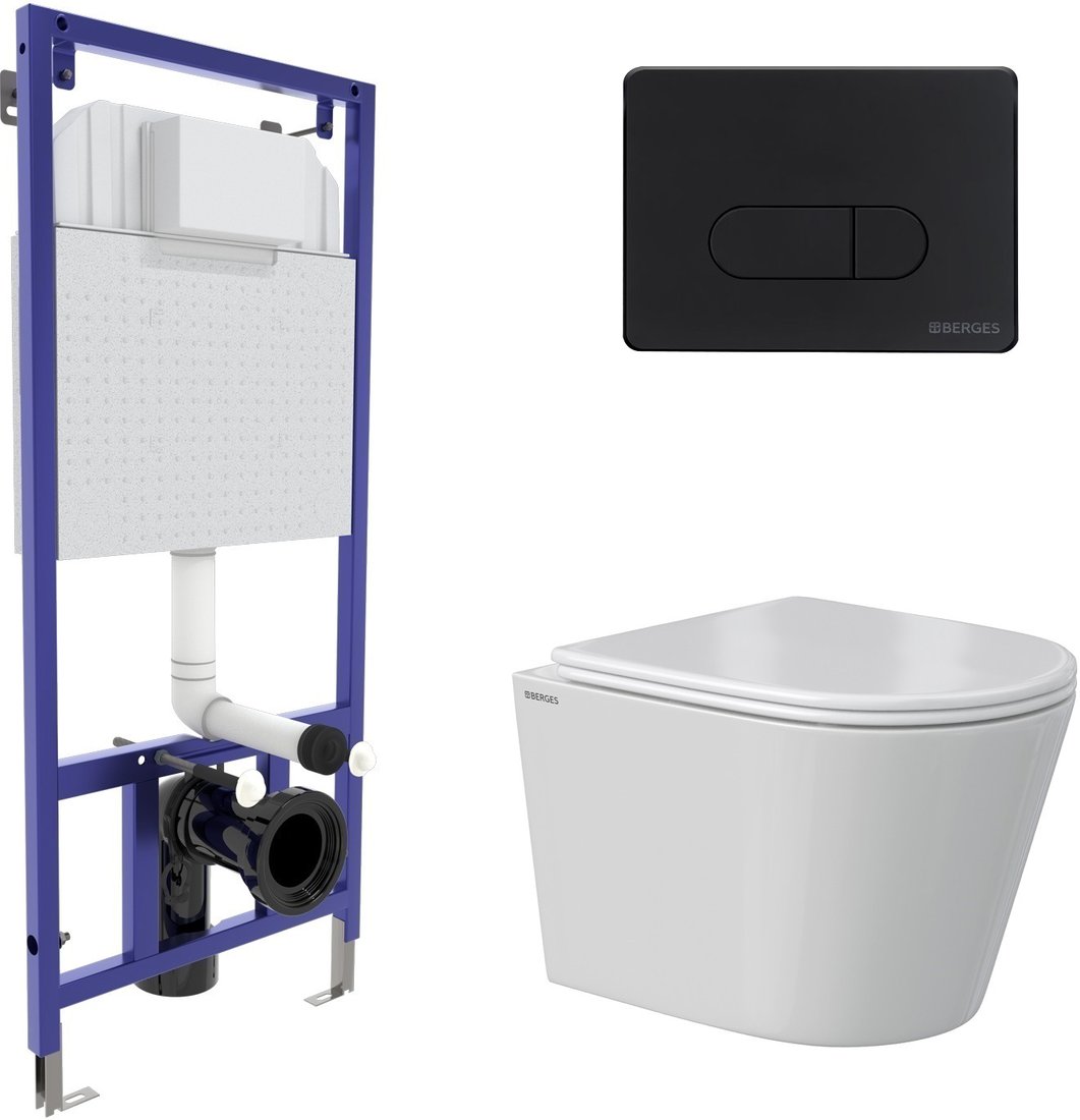 

Унитаз подвесной Berges Wasserhaus Vita Rimless 043376 (с сиденьем)