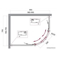 Душевой уголок BelBagno UNO-195-RH-2-100/80-C-Cr (прозрачное стекло)