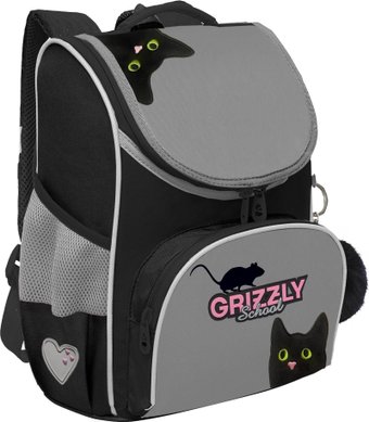 Школьный рюкзак Grizzly RAm-584-1 (черный/серый)