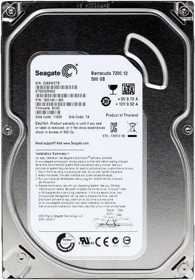 

Жесткий диск Seagate Barracuda 7200.12 500GB ST500DM002 (восстановленный производителем)