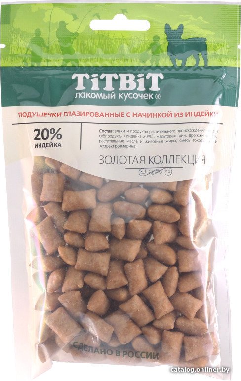Лакомство для собак TiTBiT Подушечки глазированные с начинкой из индейки 100 г