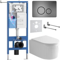 Унитаз подвесной Roxen Antares Tornado Long в комплекте с инсталляцией StounFix Dual Fresh 6 в 1 868439 (кнопка: брашированное золото матовая)