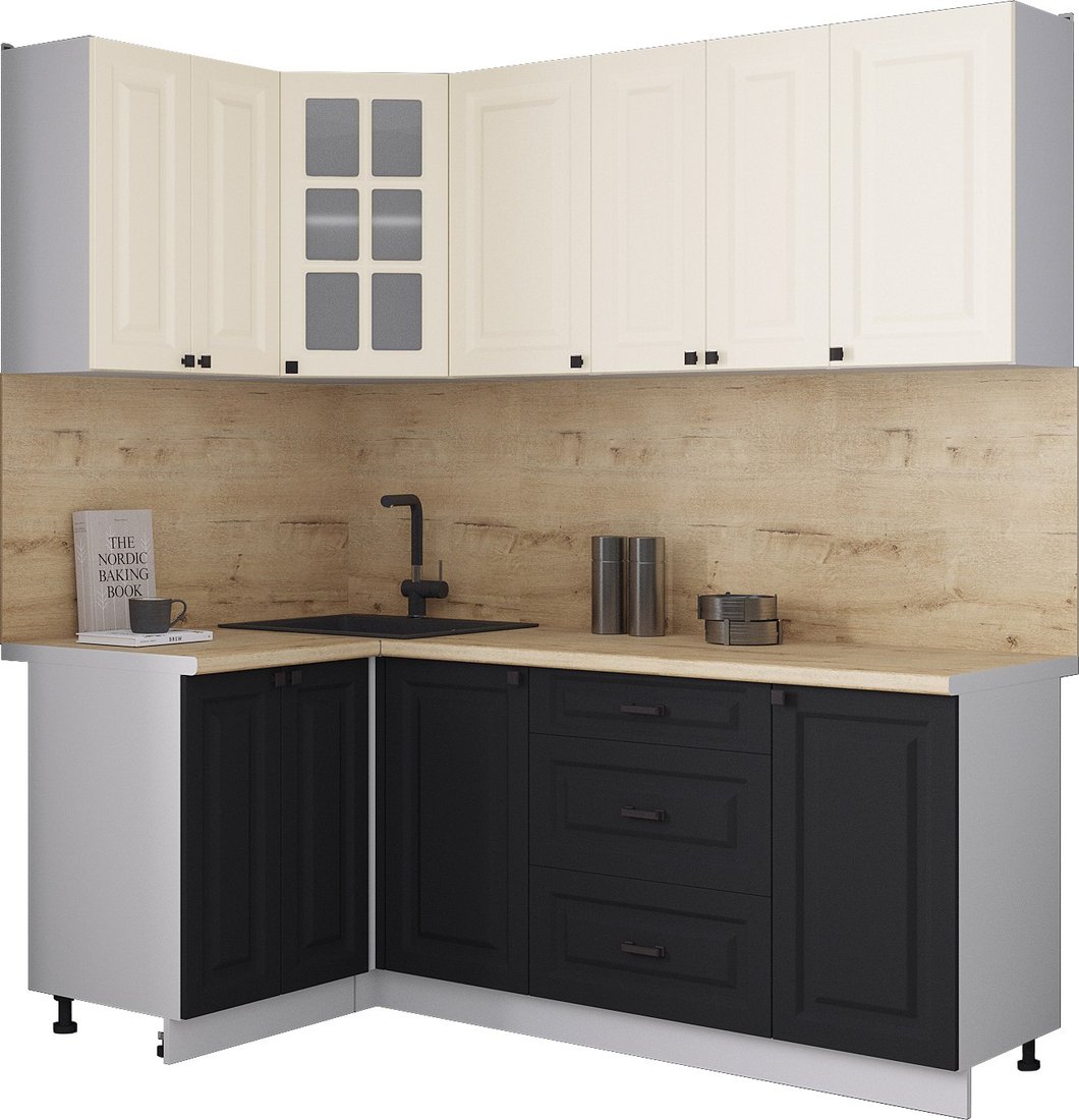 

Готовая кухня Интерлиния Мила Деко 1.2x2.0 (черный/белый/дуб бунратти)