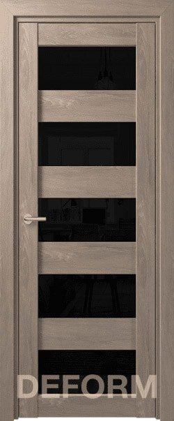 

Межкомнатная дверь Юркас Deform D12 ДО 70x200 (дуб шале седой/lacobel черный лак)