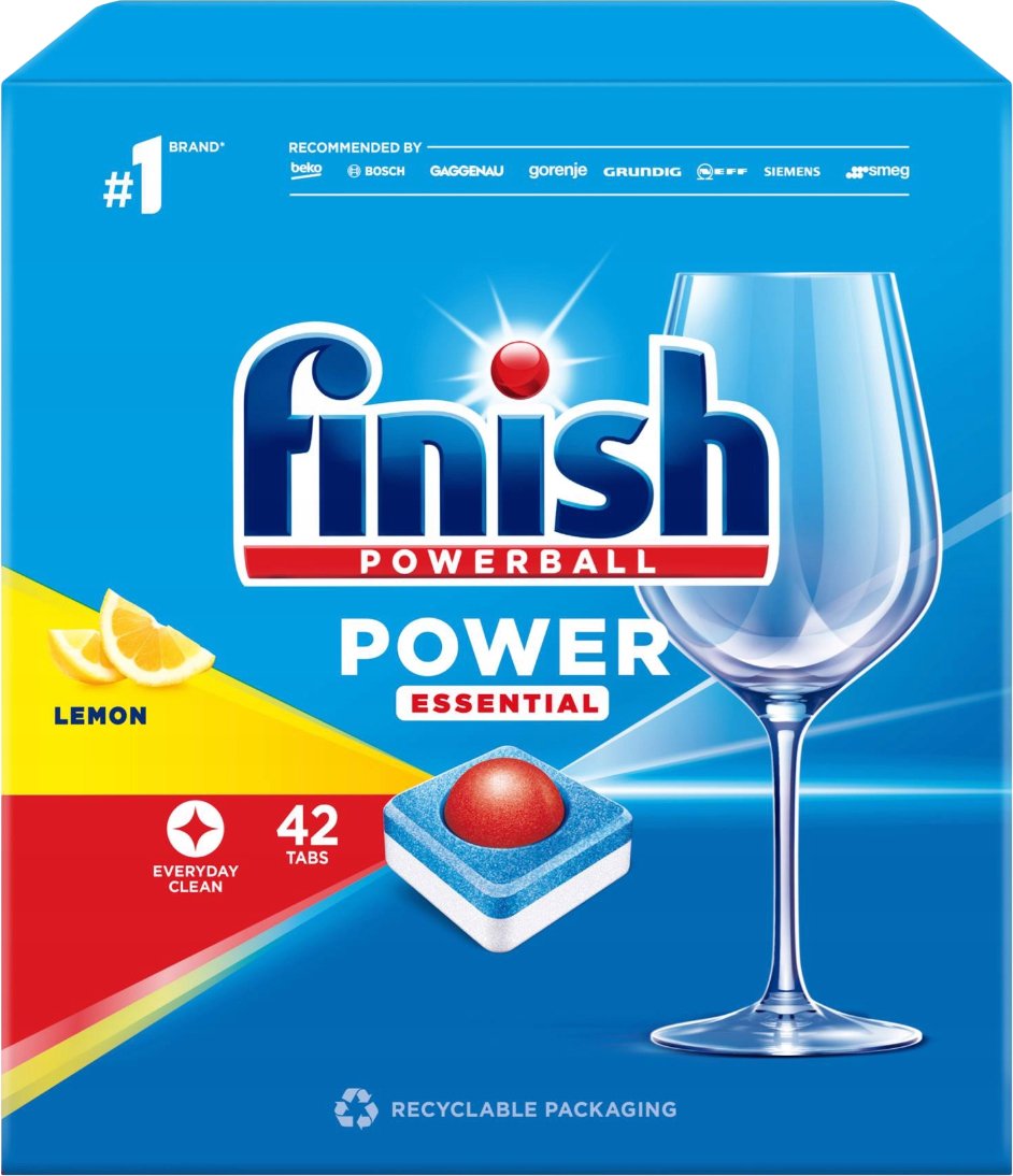 

Таблетки для посудомоечной машины Finish All in 1 Powerball Power Essential лимон (42 шт)