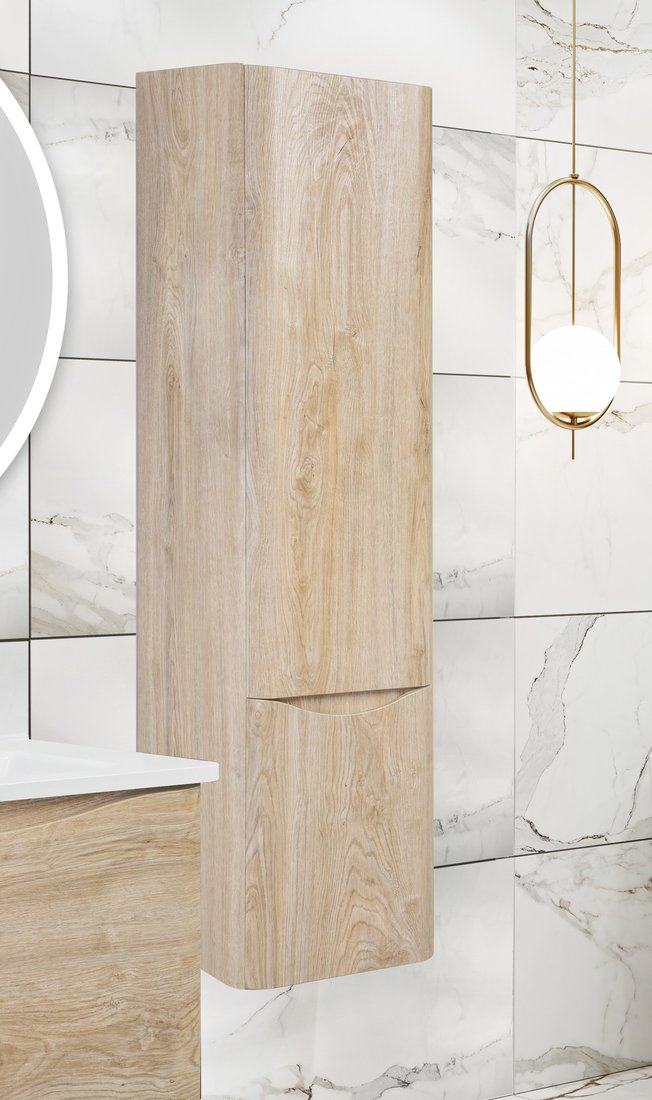 

Runo Шкаф-полупенал для ванной Тоскана (подвесной, светлое дерево)