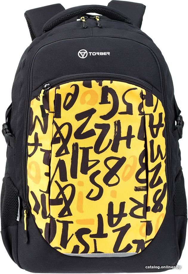 Школьный рюкзак Torber Class X Буквы T9355-22-BLK-YEL