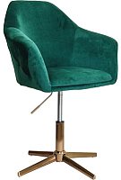 Стул с подлокотниками AksHome Dubai (зеленый велюр/золото)