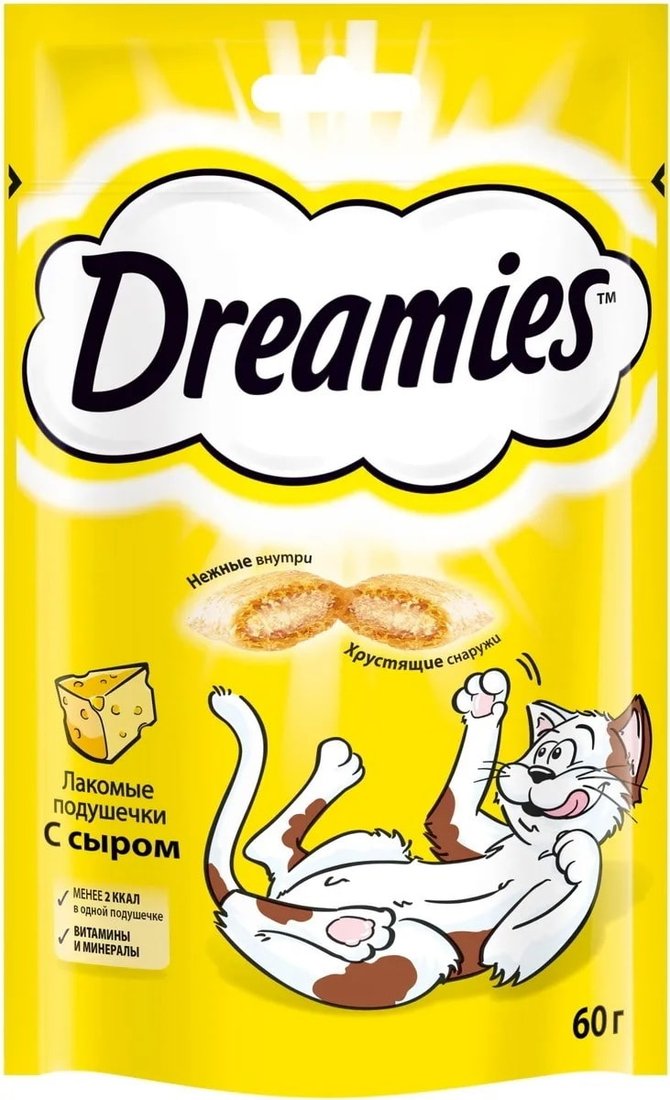

Лакомство для кошек Dreamies лакомые подушечки с сыром 60 г