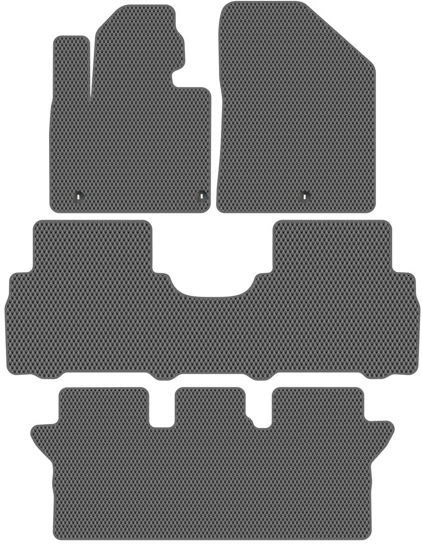 Комплект ковриков для авто Alicosta Kia Sorento Prime III (suv 7 мест / UM) +3 ряд 2014 - 2020 (серый, ромб)
