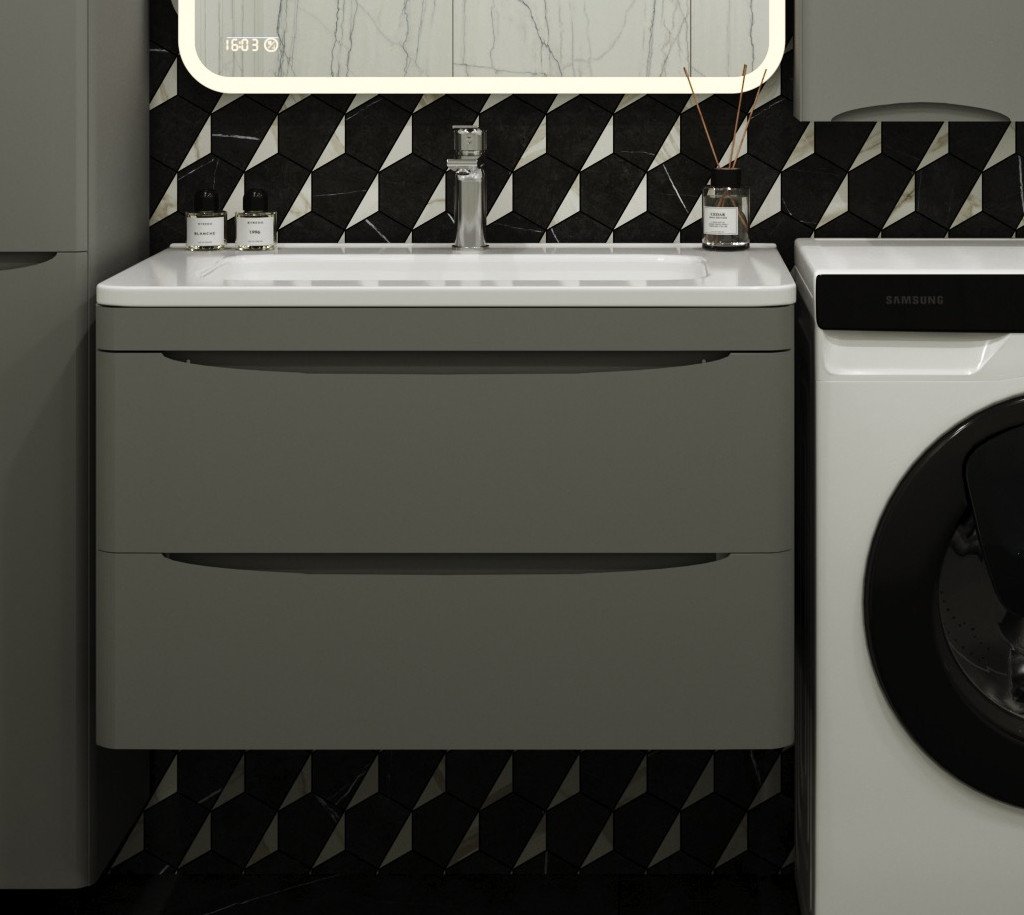 

Symbolite Тумба под умывальник Бергамо мини 90 Люкс Plus 2 ящика (подвесная, серый)