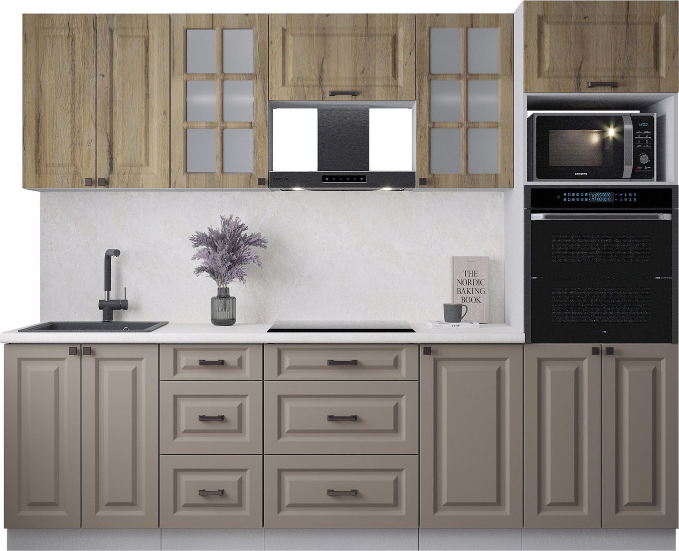 

Готовая кухня Интерлиния Мила Деко 2.6 (луна/дуб вотан/опал светлый)